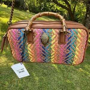 Kurt Geiger Small Kensington Bamboo Handle East-West Contrast Trim Satchel NWT